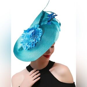 NEW Kentucky Derby, Tea Parties Turquoise Floral and Butterfly Fascinator Hat